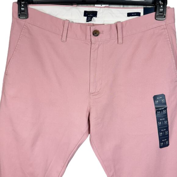 J. Crew Mens SZ 34x32 Flex Slim Pants Zip-Fly Slash Pockets Straight Leg Pink - Picture 2 of 9